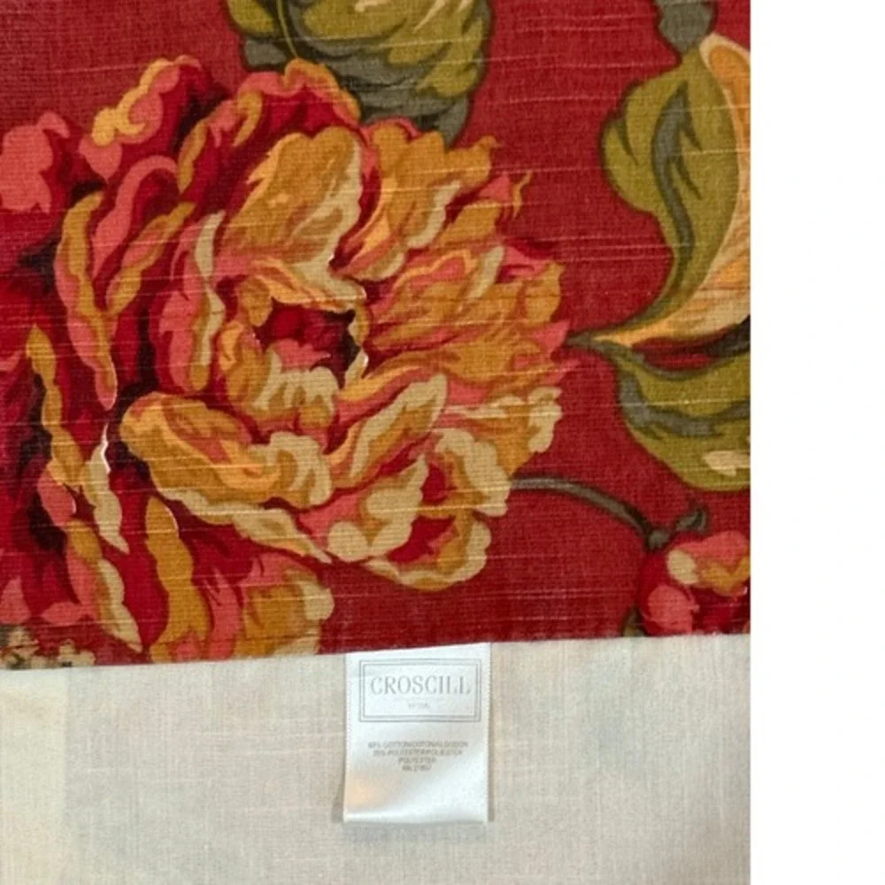 Croscill Serena Valance Red Floral 40x23 Country Cottage Window‎ Curtain